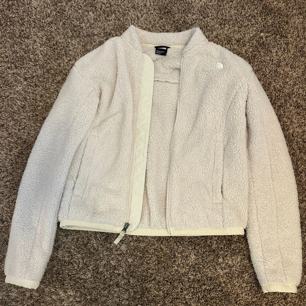 White fleece North Face jacket